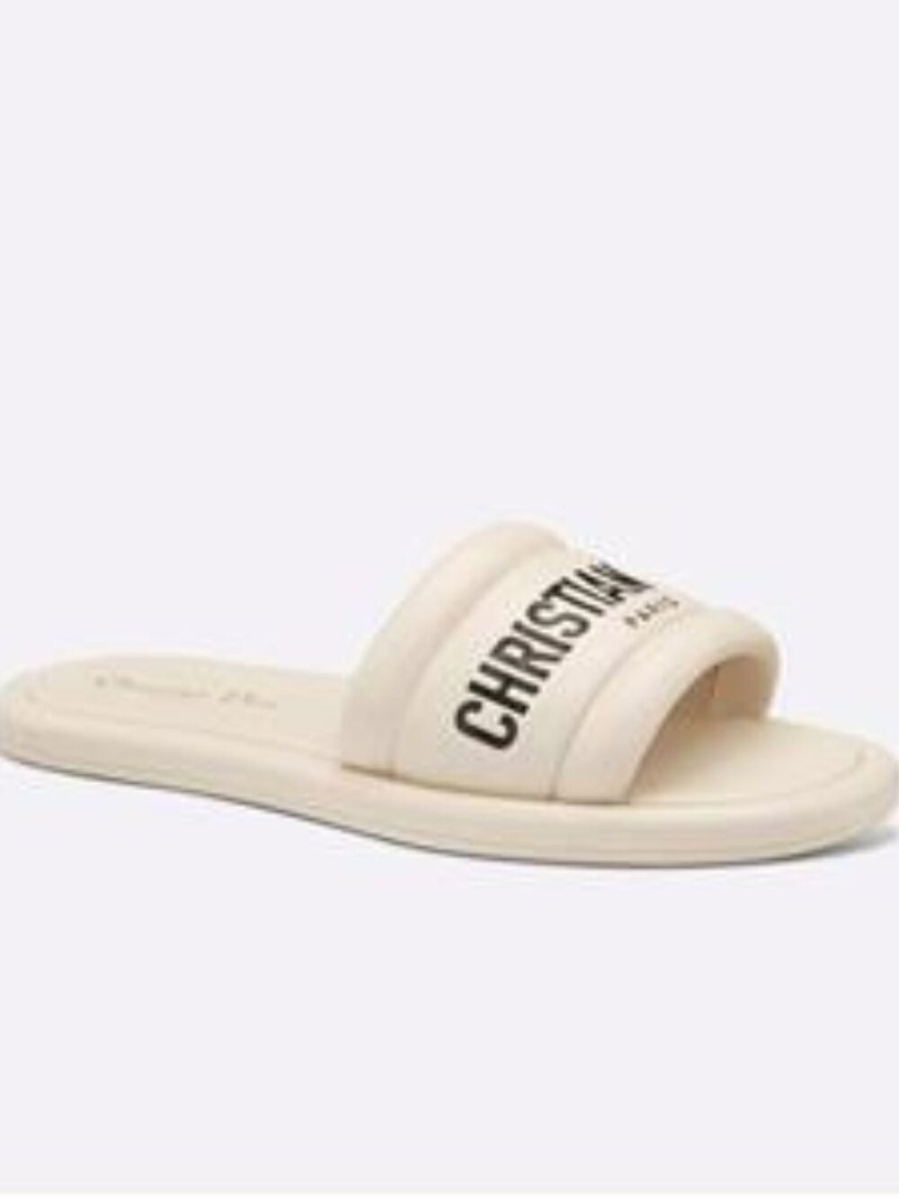 DIOR  EVERY D Signature Leather Flat Slide Mules Sandals Shoes Off White - Picture 3 of 16